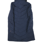 TOMMY HILFIGER Womens Navy Blue Quilted Jacket S Polyester Blend Hooded Zip