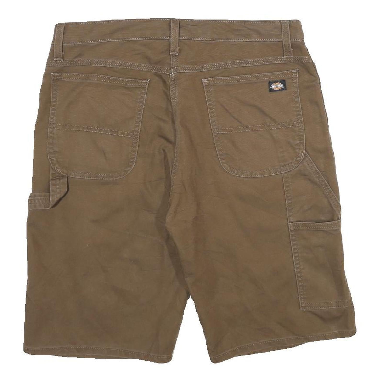 DICKIES Mens Shorts Brown Workwear Casual M W32 Durable Cotton Blend Relaxed Fit