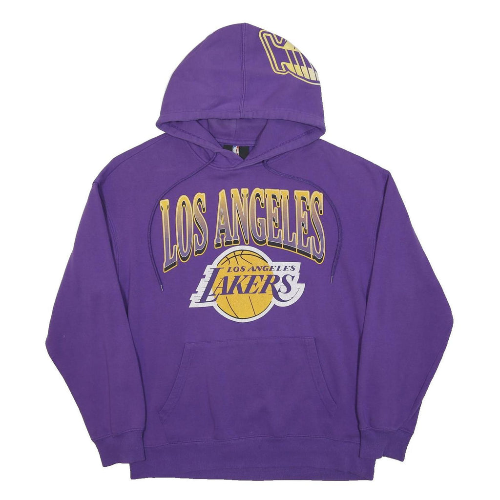 NBA Mens Purple Los Angeles Lakers Pullover Hoodie M Cotton Blend Sportswear