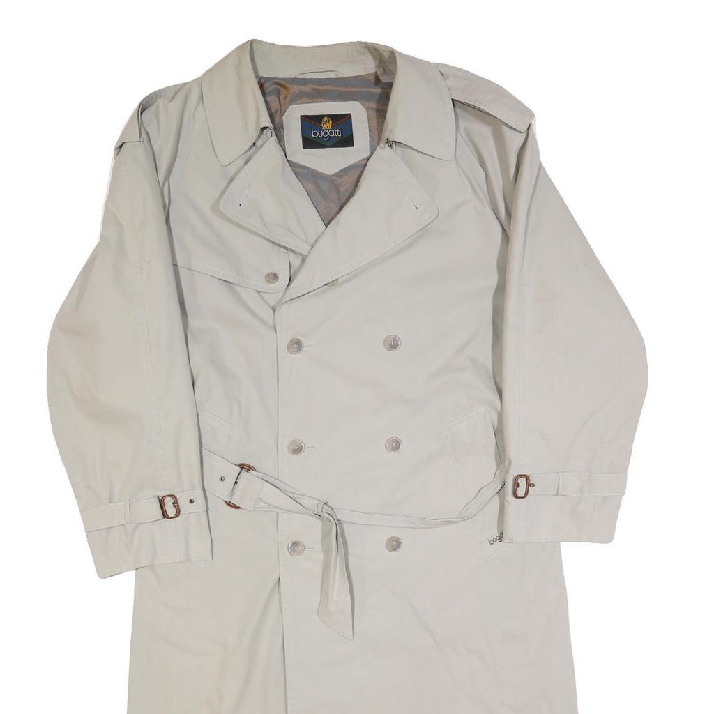 BUGATTI Mens Beige Classic Trench XL Polyester Blend Button Jacket Elegant
