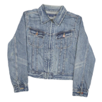 RALPH LAUREN Womens Blue Denim Jacket M Cotton Blend Classic Button Closure