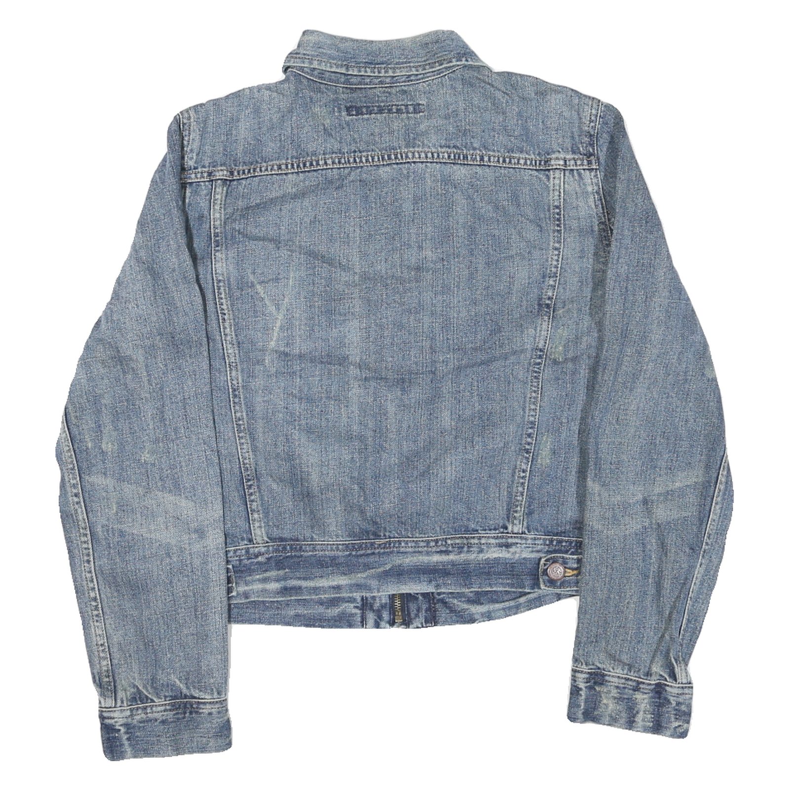 RALPH LAUREN Womens Blue Denim Jacket M Cotton Blend Classic Button Closure