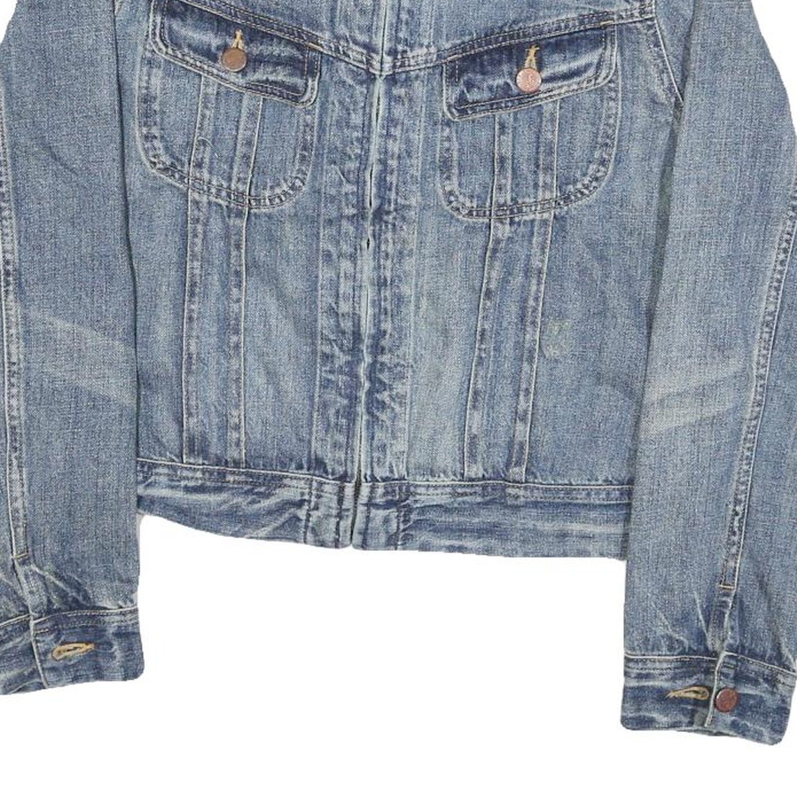 RALPH LAUREN Womens Blue Denim Jacket M Cotton Blend Classic Button Closure