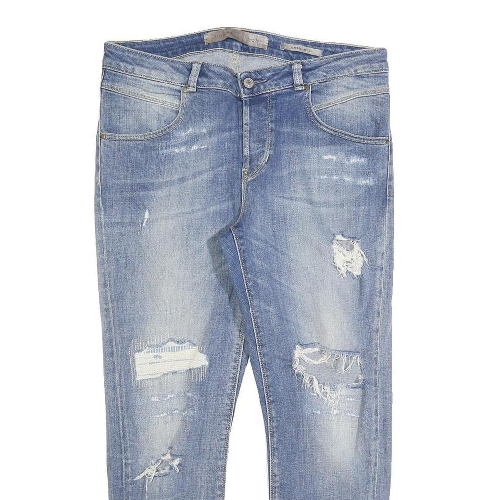 GUESS Womens Jeans Blue Slim Skinny Denim Medium W30 L26 Distressed Zip
