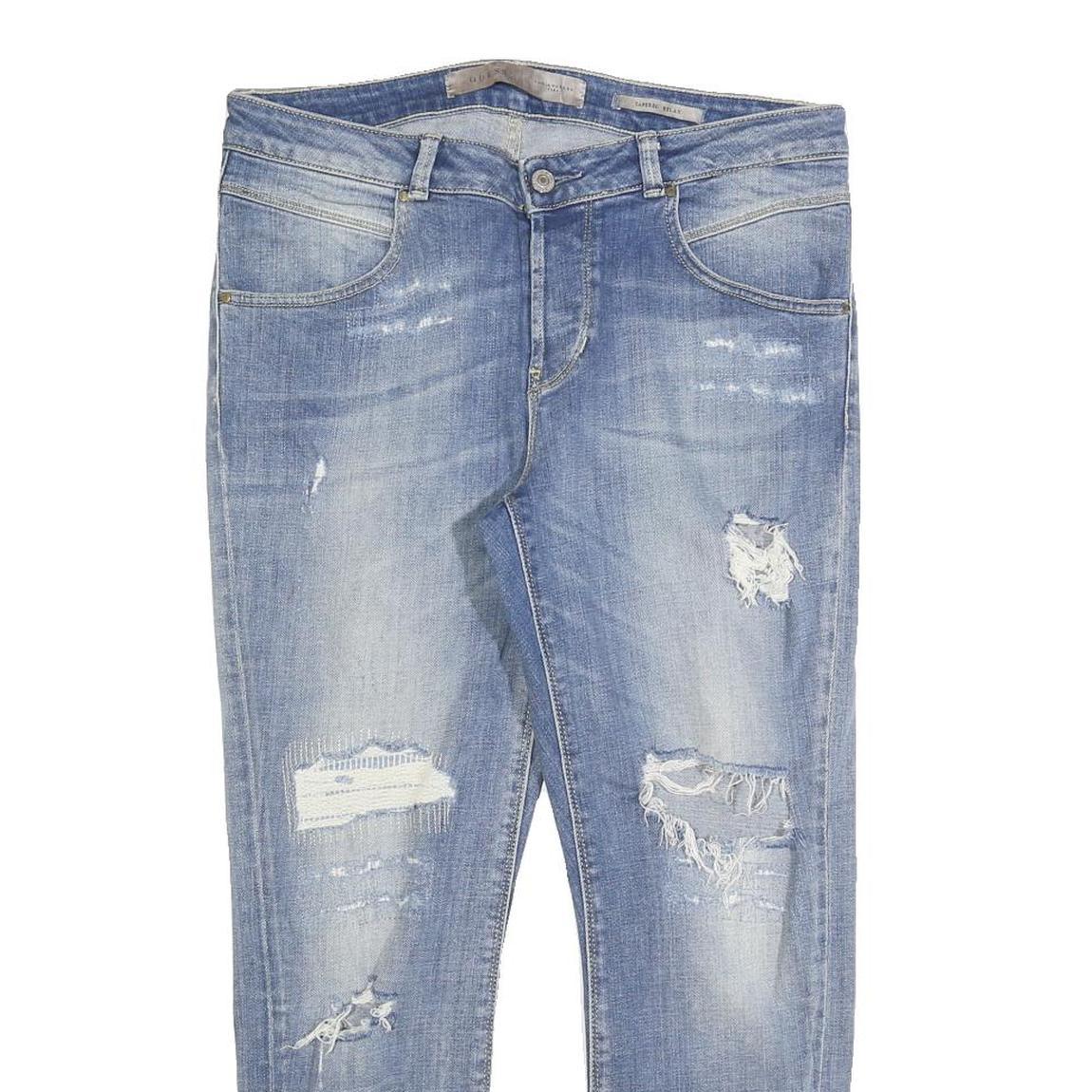 GUESS Womens Jeans Blue Slim Skinny Denim Medium W30 L26 Distressed Zip