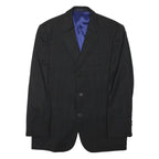 TED BAKER Mens Black Windowpane Jacket L Polyester Blend Classic Tailored Button