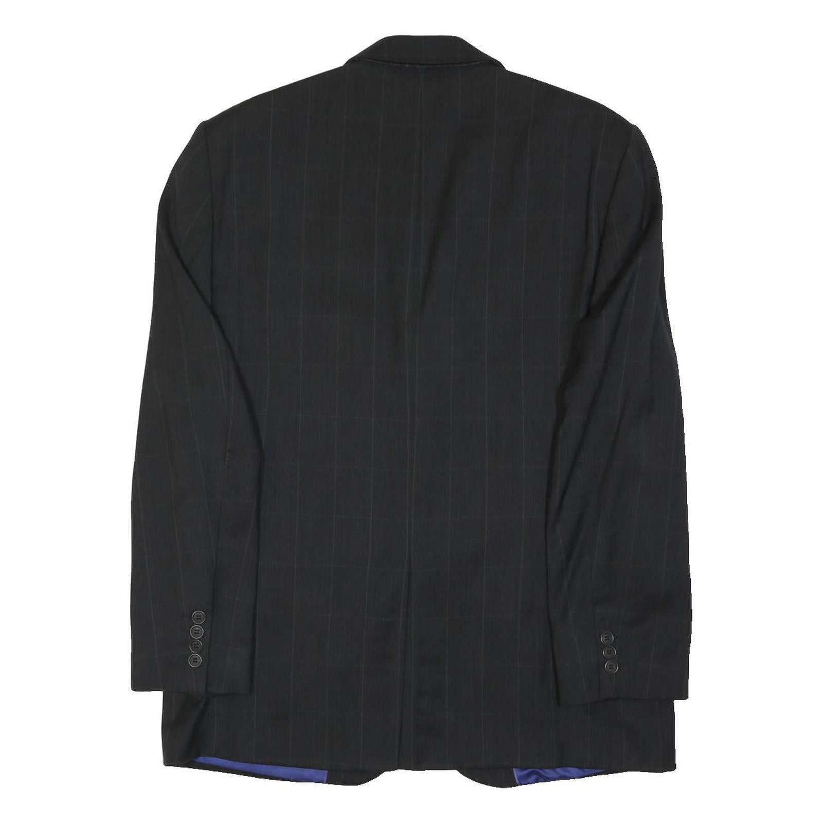 TED BAKER Mens Black Windowpane Jacket L Polyester Blend Classic Tailored Button