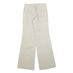 Womens Wool Blend Beige Regular Fit Wide-Leg Trousers W26 L34 Soft Comfortable