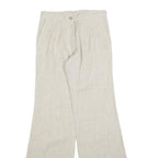 Womens Wool Blend Beige Regular Fit Wide-Leg Trousers W26 L34 Soft Comfortable