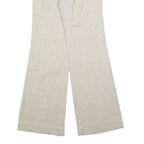 Womens Wool Blend Beige Regular Fit Wide-Leg Trousers W26 L34 Soft Comfortable