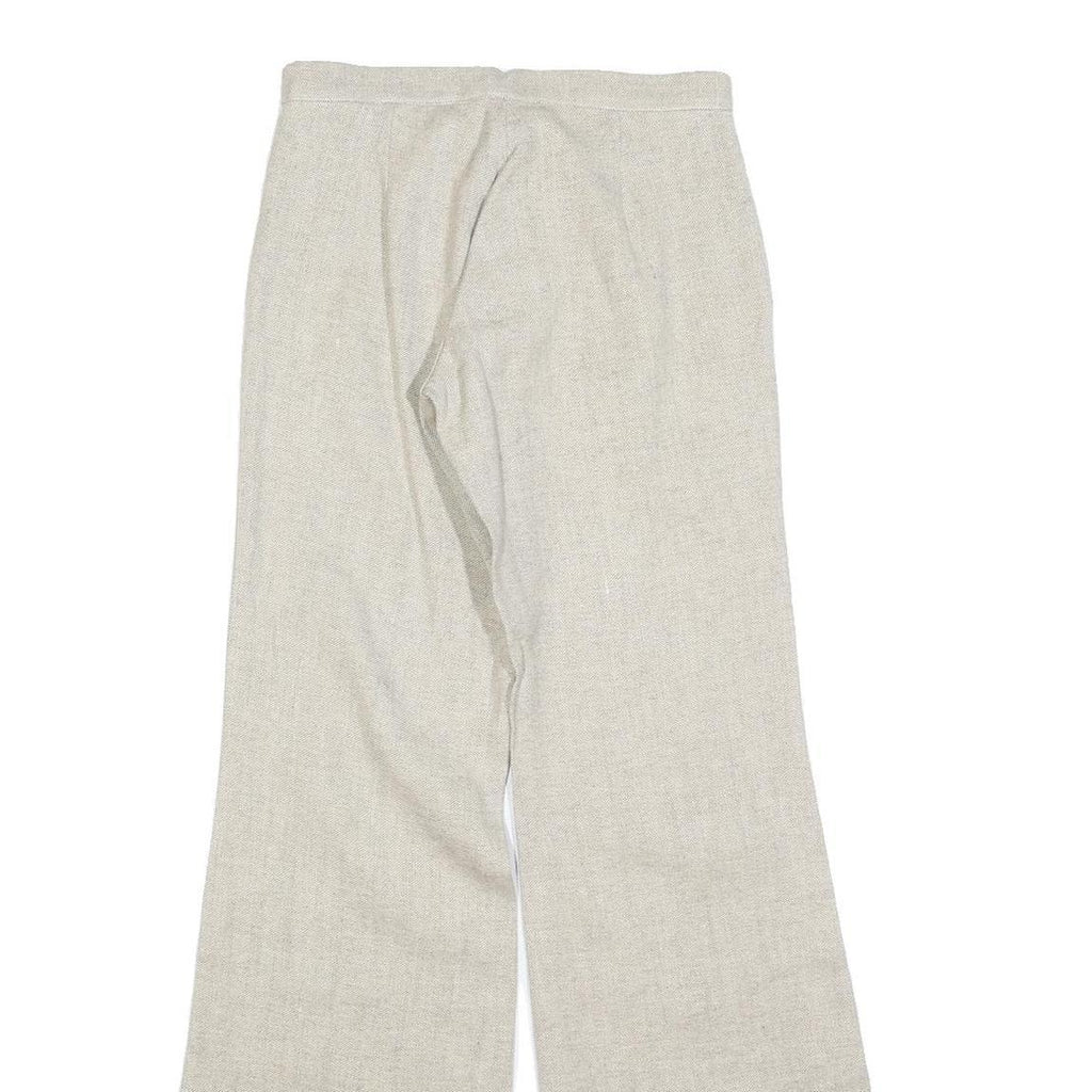 Womens Wool Blend Beige Regular Fit Wide-Leg Trousers W26 L34 Soft Comfortable