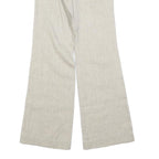 Womens Wool Blend Beige Regular Fit Wide-Leg Trousers W26 L34 Soft Comfortable