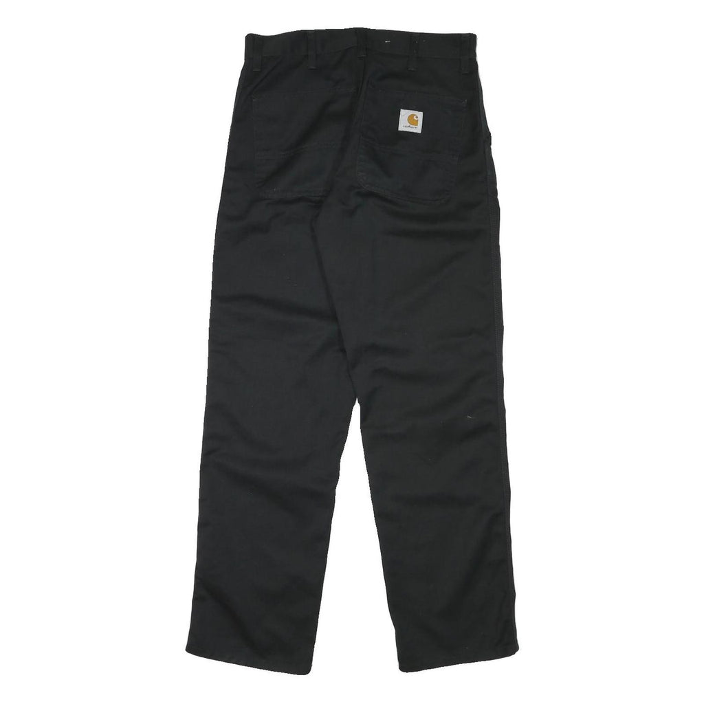 CARHARTT Mens Black Cotton Blend Regular Straight Trousers W31 L30 Durable Work