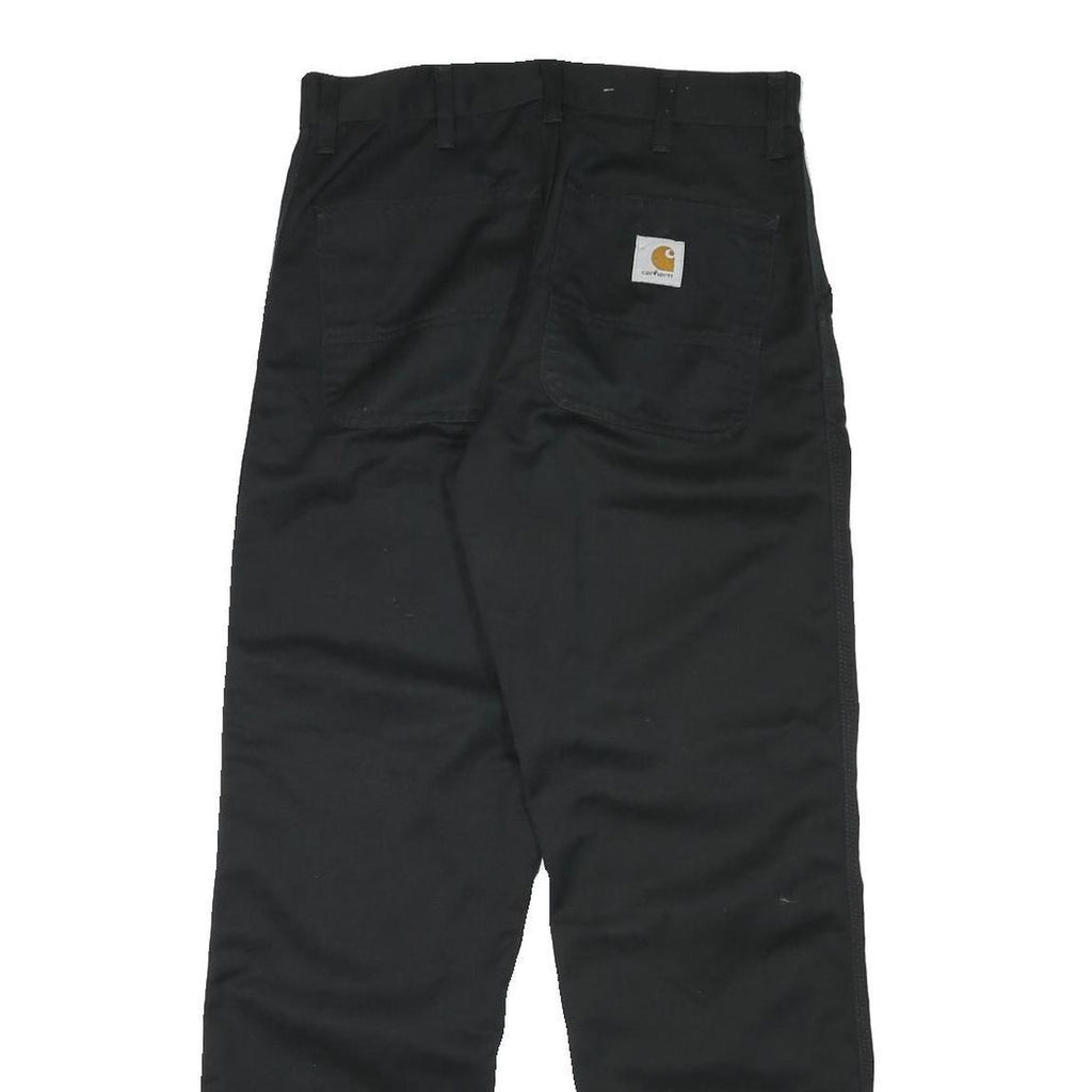 CARHARTT Mens Black Cotton Blend Regular Straight Trousers W31 L30 Durable Work