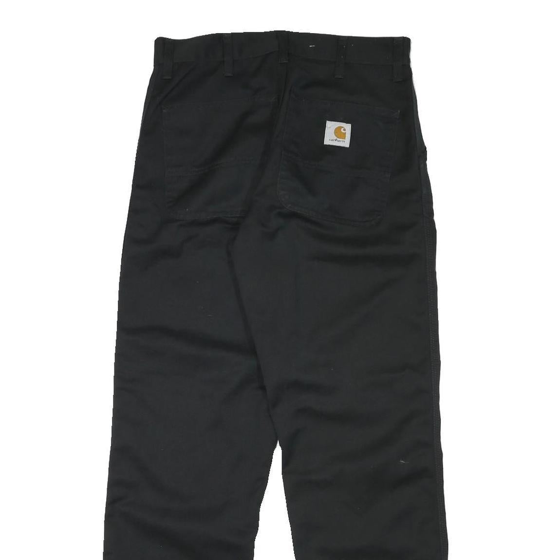 CARHARTT Mens Black Cotton Blend Regular Straight Trousers W31 L30 Durable Work