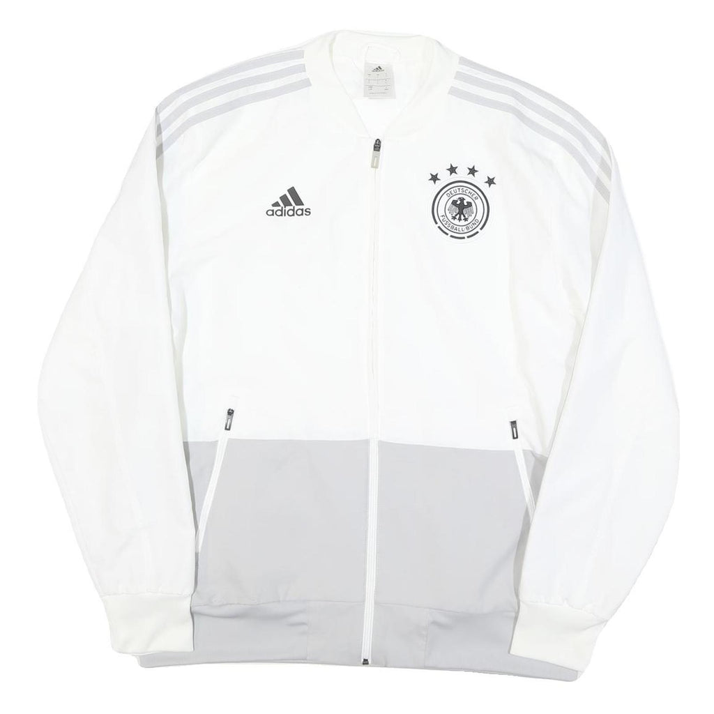 ADIDAS Mens White & Grey Deutschland Football Zip Jacket L Polyester Blend