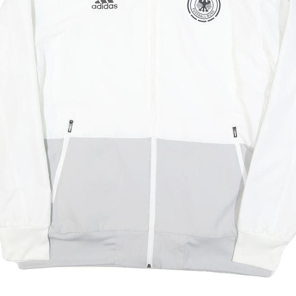 ADIDAS Mens White & Grey Deutschland Football Zip Jacket L Polyester Blend