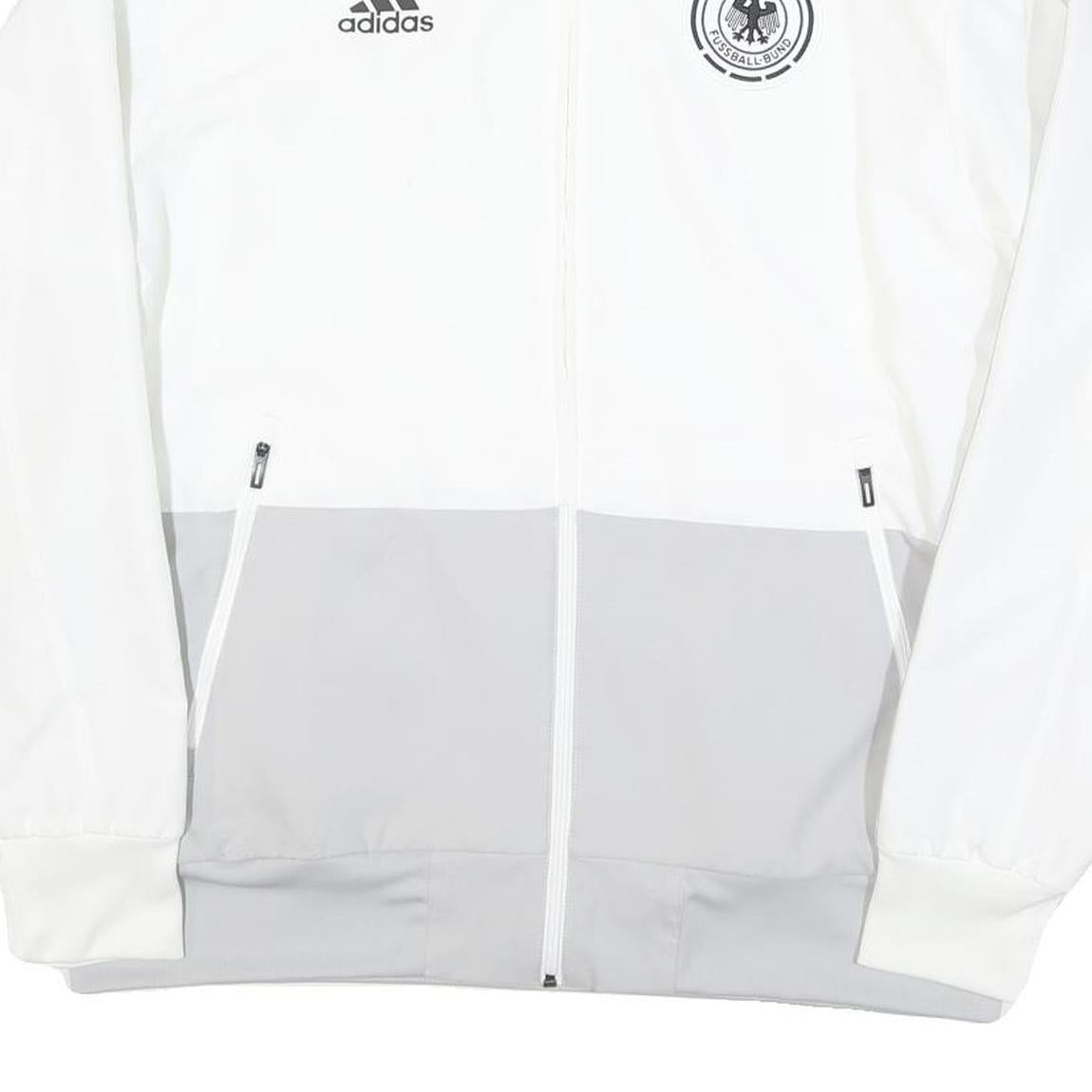 ADIDAS Mens White & Grey Deutschland Football Zip Jacket L Polyester Blend