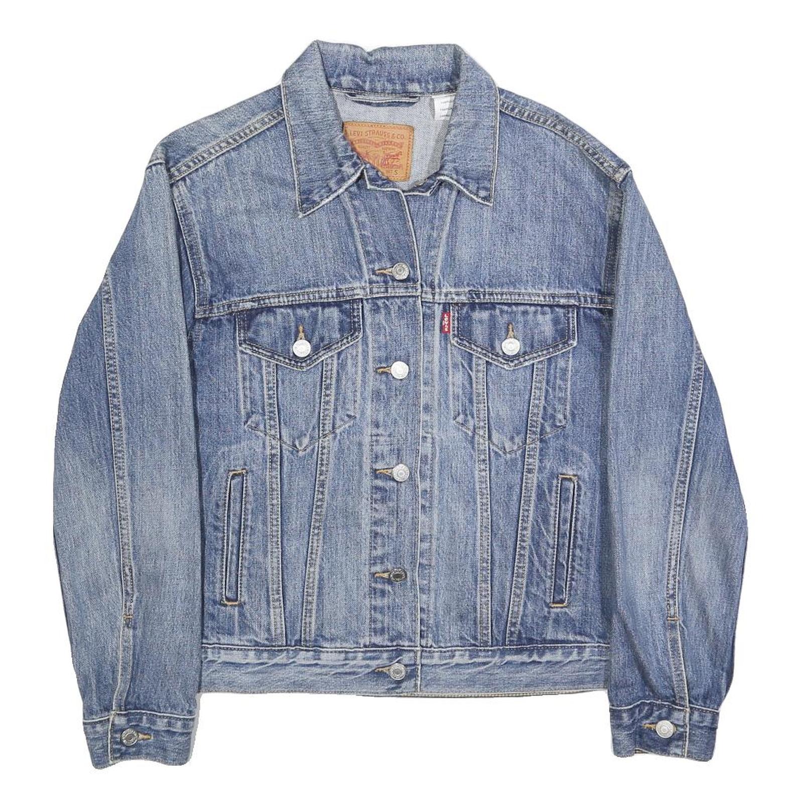 LEVI'S Mens Blue Denim Jacket S Cotton Button Plain Casual Vintage Style