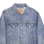 LEVI'S Mens Blue Denim Jacket S Cotton Button Plain Casual Vintage Style