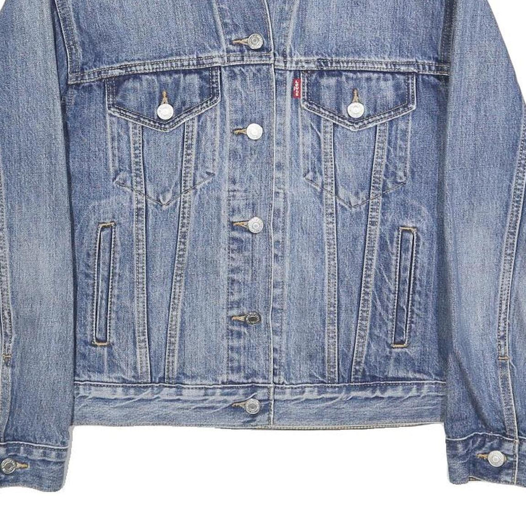 LEVI'S Mens Blue Denim Jacket S Cotton Button Plain Casual Vintage Style