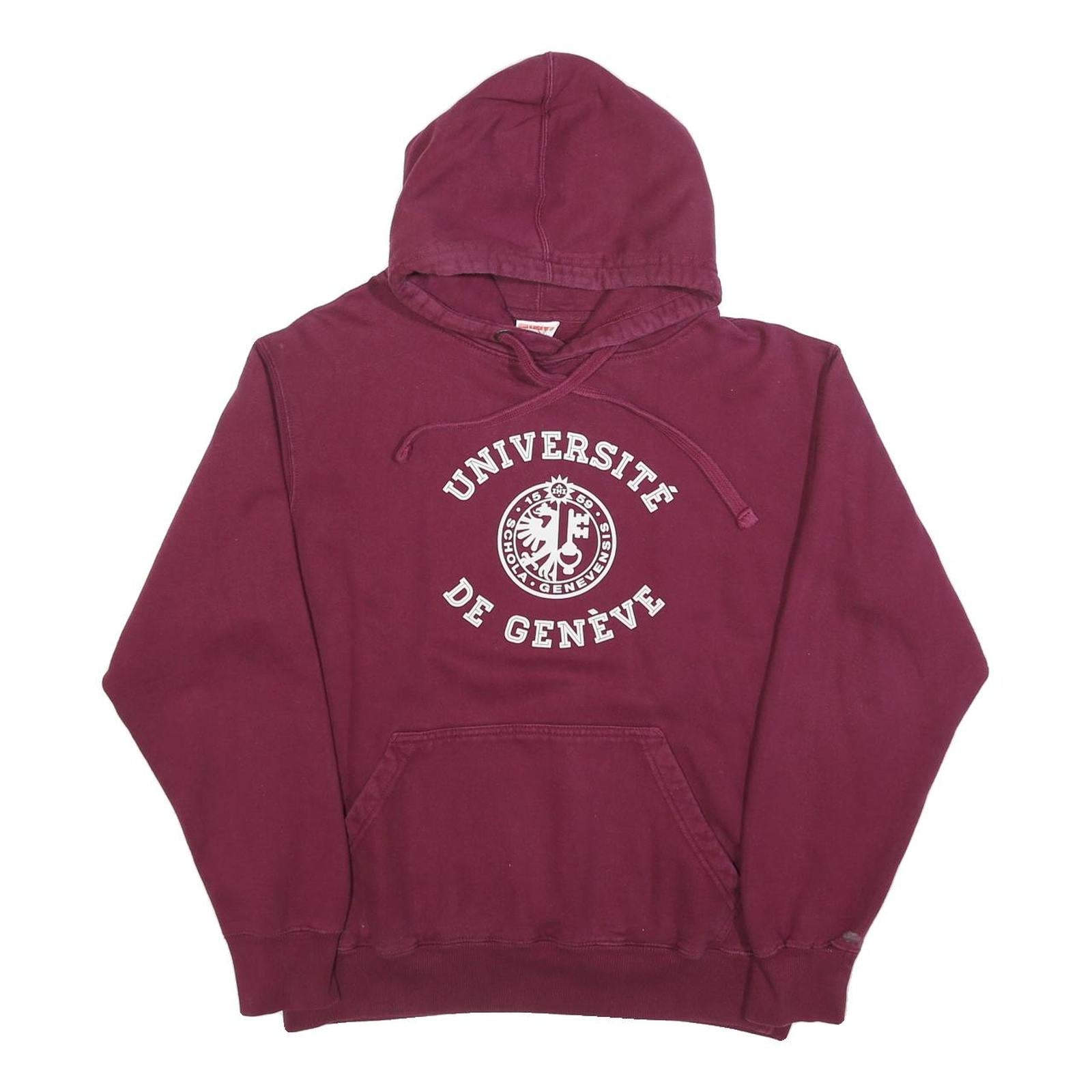 FDM Mens Maroon Université De Genève Pullover Hoodie M Cotton Blend Casual Wear