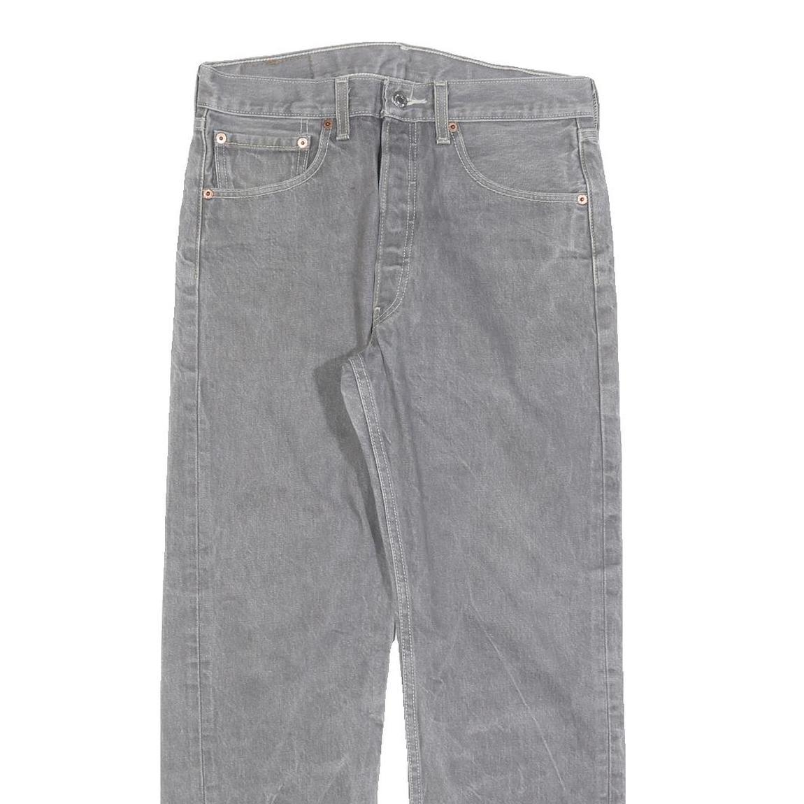 LEVI'S 501 Mens Jeans Grey Regular Straight Denim Stone Wash W32 L28 Button