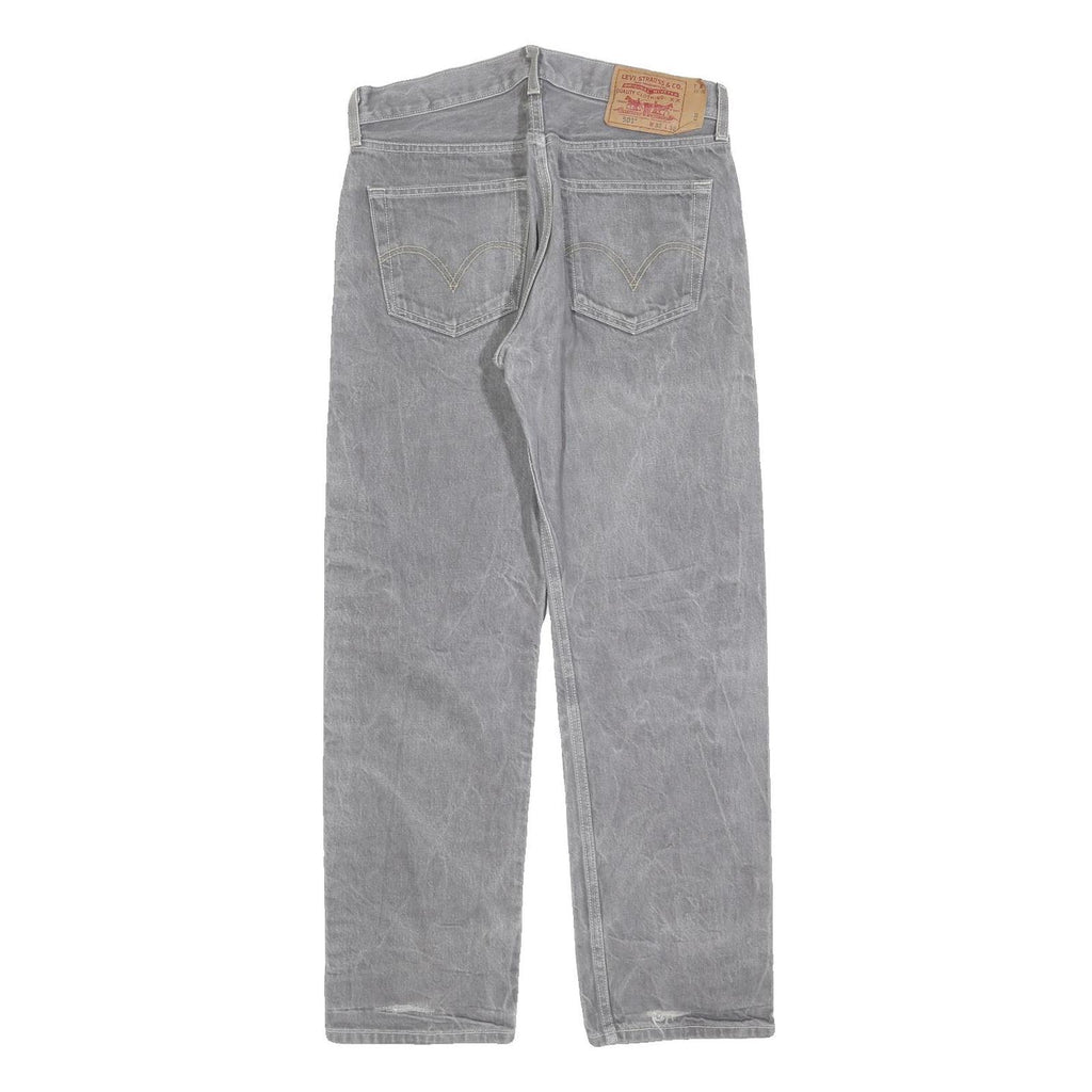 LEVI'S 501 Mens Jeans Grey Regular Straight Denim Stone Wash W32 L28 Button
