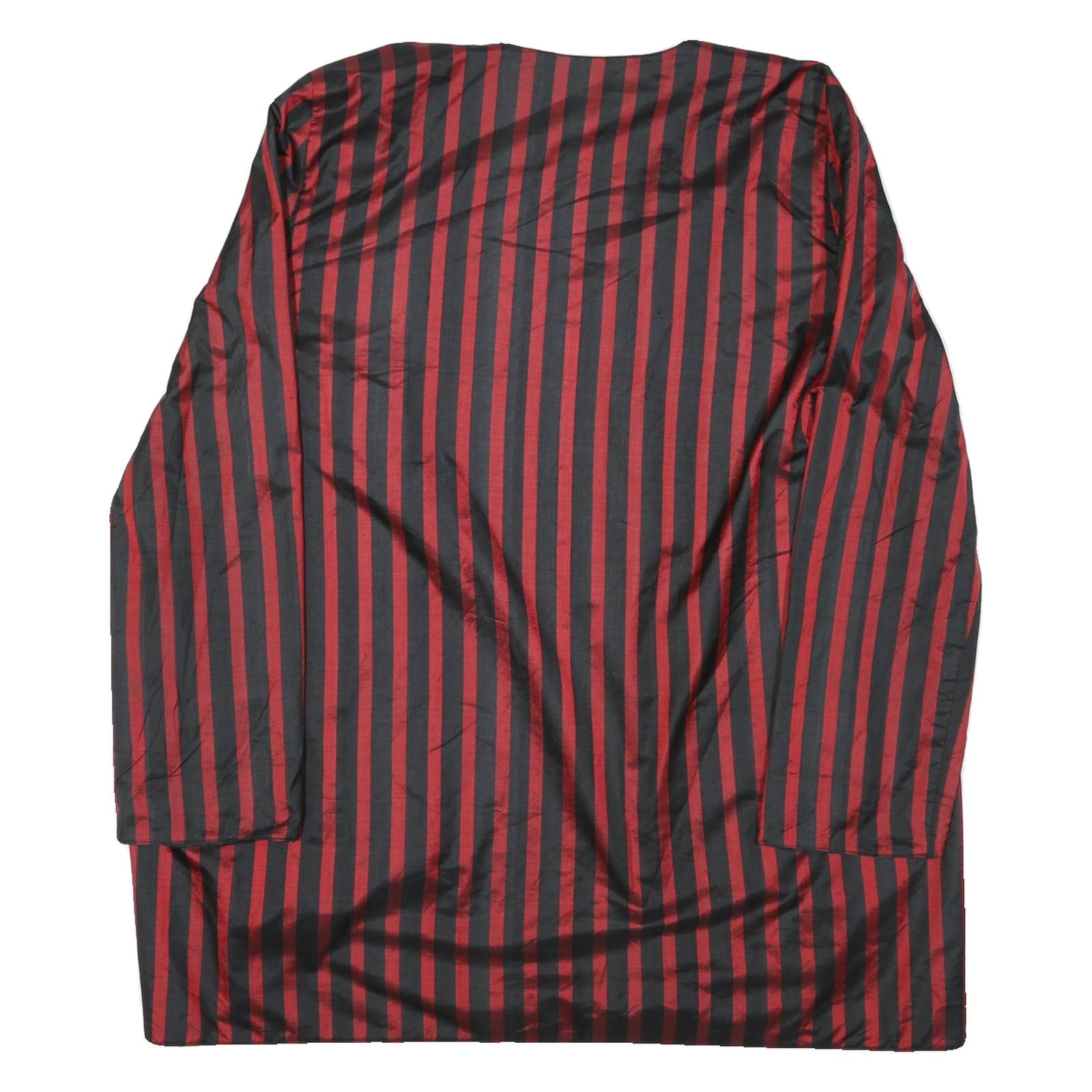 Mens Red & Black Striped Classic Cotton Blend Jacket L Long Sleeve Plain