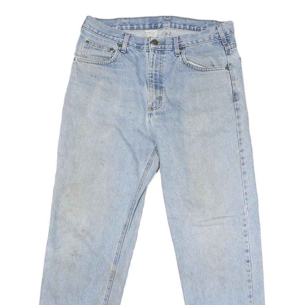 CARHARTT Mens Regular Fit Light Blue Denim Jeans W34 L31 Zip Closure