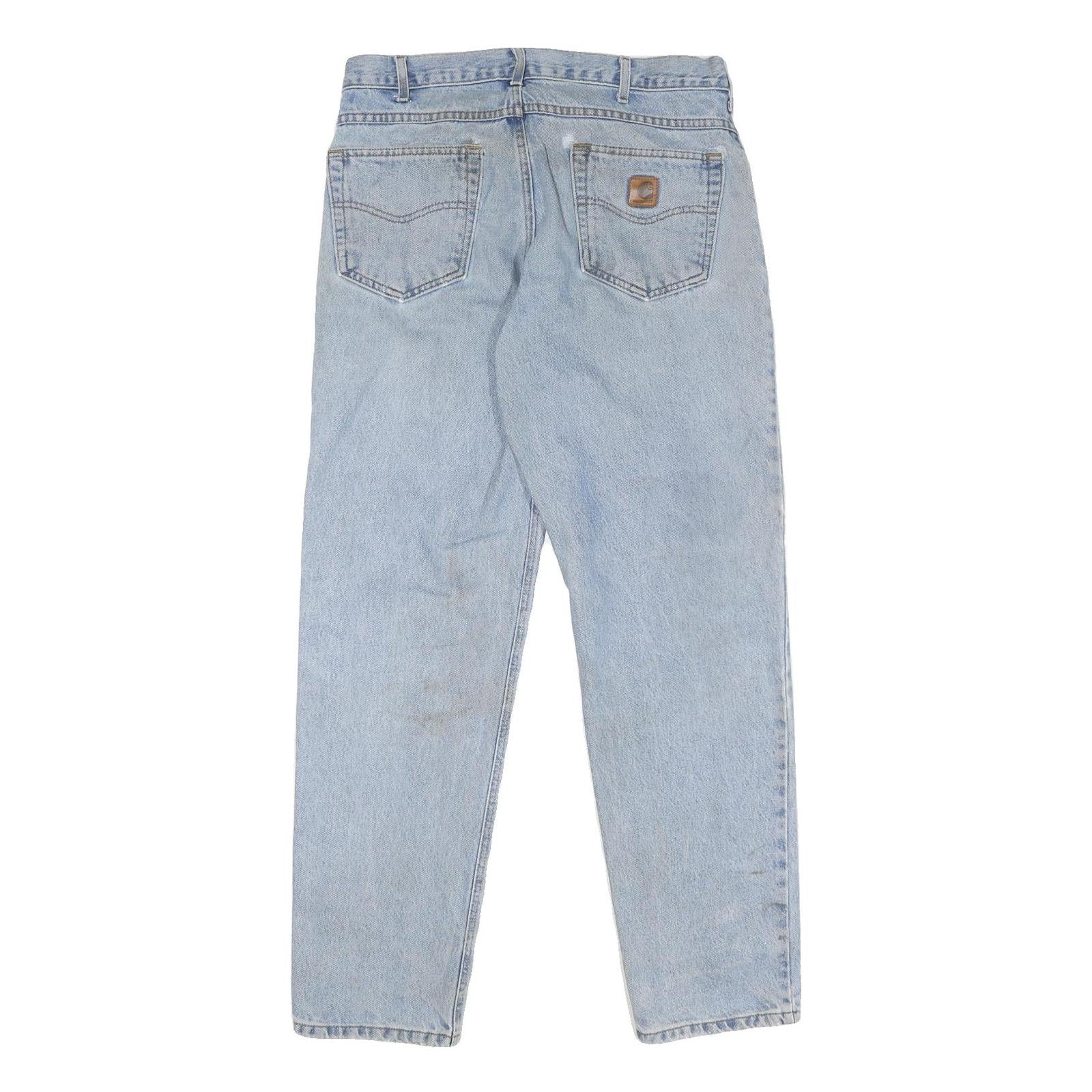 CARHARTT Mens Regular Fit Light Blue Denim Jeans W34 L31 Zip Closure