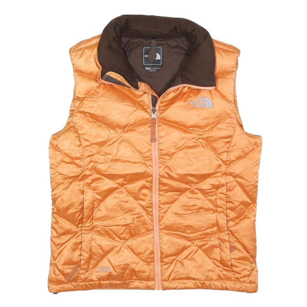 THE NORTH FACE Womens Orange Quilted Jacket M Polyester Blend Zip Outdoor Vest