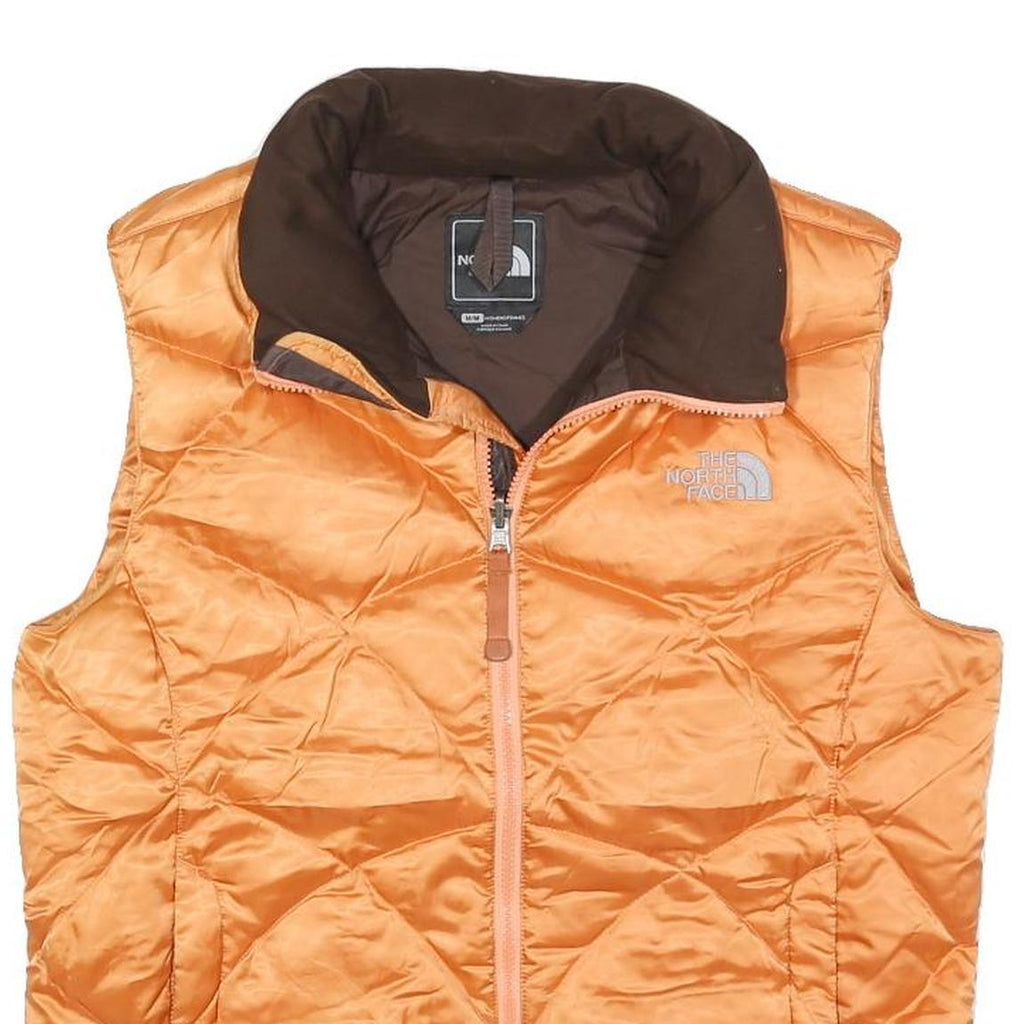 THE NORTH FACE Womens Orange Quilted Jacket M Polyester Blend Zip Outdoor Vest