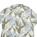 ISLAND SHORES Mens White Green Blue Silk Button Jacket 2XL Tropical Print Summer