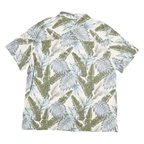 ISLAND SHORES Mens White Green Blue Silk Button Jacket 2XL Tropical Print Summer