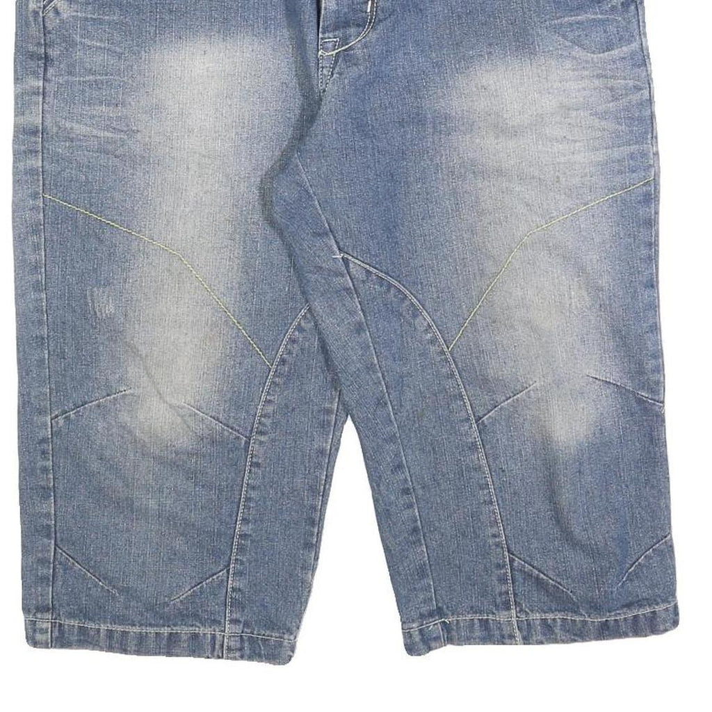 OKAY JEANS Mens Blue Denim Casual Shorts L W36 Cotton Blend Comfortable Fit