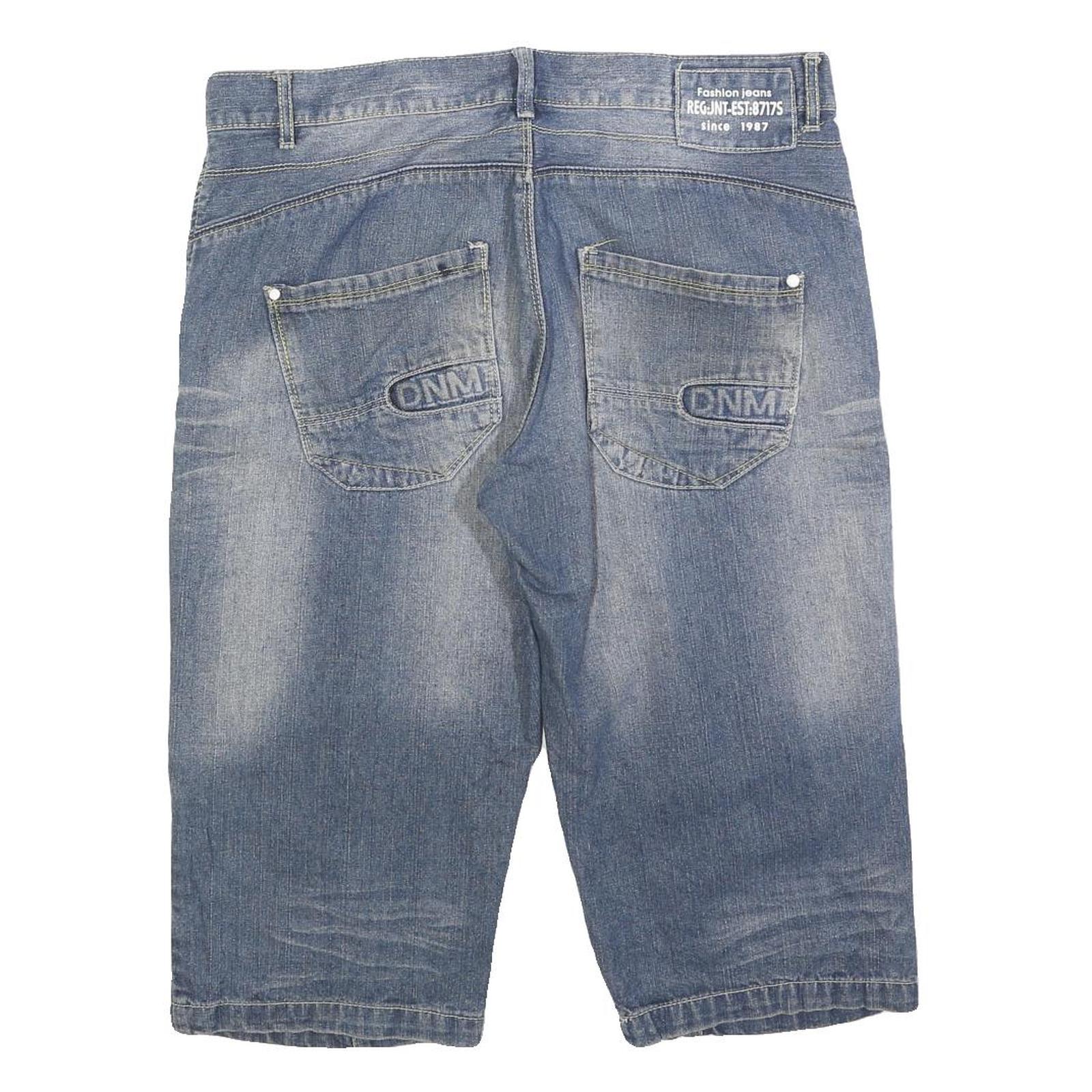 OKAY JEANS Mens Blue Denim Casual Shorts L W36 Cotton Blend Comfortable Fit