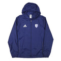 ADIDAS Mens Blue Nylon Hooded Zip Jacket S FC Wohlen Plain Lightweight