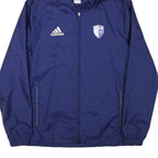 ADIDAS Mens Blue Nylon Hooded Zip Jacket S FC Wohlen Plain Lightweight