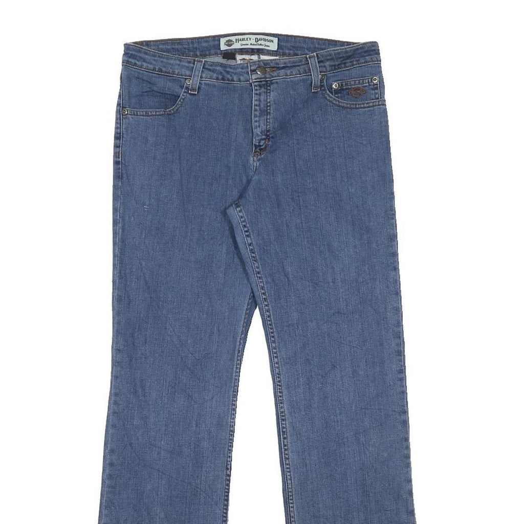HARLEY DAVIDSON Womens Blue Regular Straight Denim Jeans W30 L31 Classic Zip