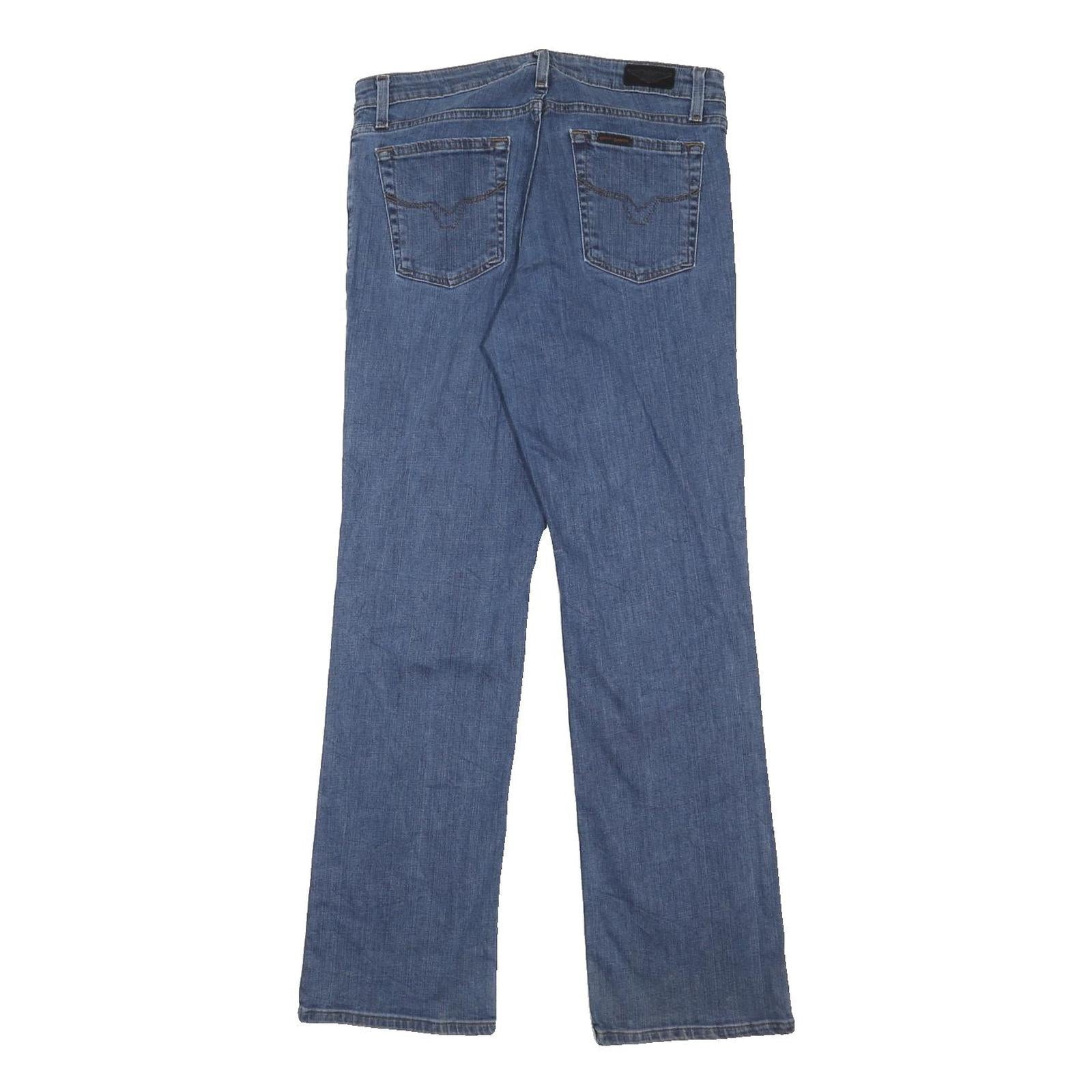 HARLEY DAVIDSON Womens Blue Regular Straight Denim Jeans W30 L31 Classic Zip