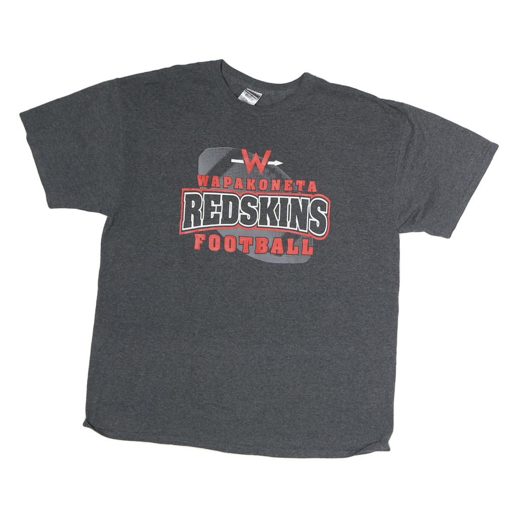 JERZEES Mens Grey Wapakoneta Redskins Football Graphic T-Shirt XL Short Sleeve