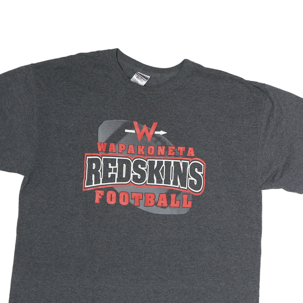 JERZEES Mens Grey Wapakoneta Redskins Football Graphic T-Shirt XL Short Sleeve