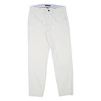 TOMMY HILFIGER Mens Cotton Blend White Slim Straight Trousers W30 L30 Classic