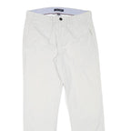 TOMMY HILFIGER Mens Cotton Blend White Slim Straight Trousers W30 L30 Classic