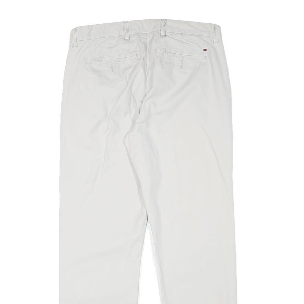 TOMMY HILFIGER Mens Cotton Blend White Slim Straight Trousers W30 L30 Classic