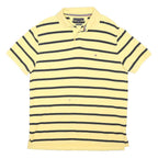 TOMMY HILFIGER Mens Yellow & Black Striped Short Sleeve Polo Shirt L Cotton