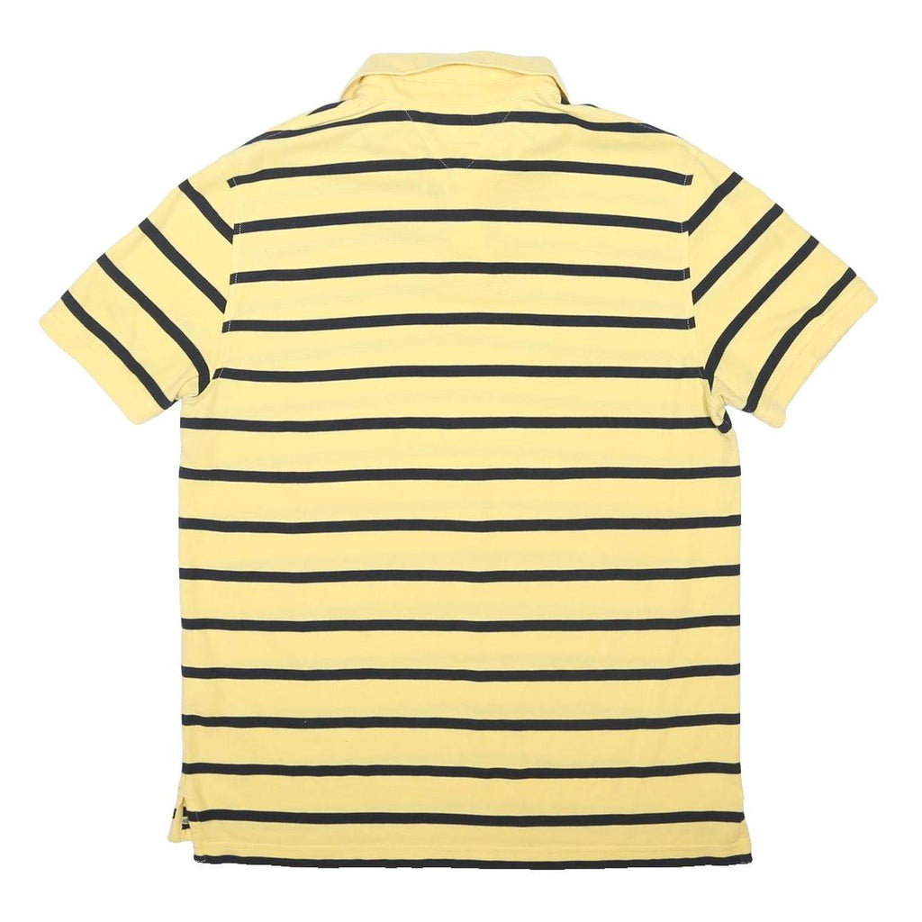 TOMMY HILFIGER Mens Yellow & Black Striped Short Sleeve Polo Shirt L Cotton