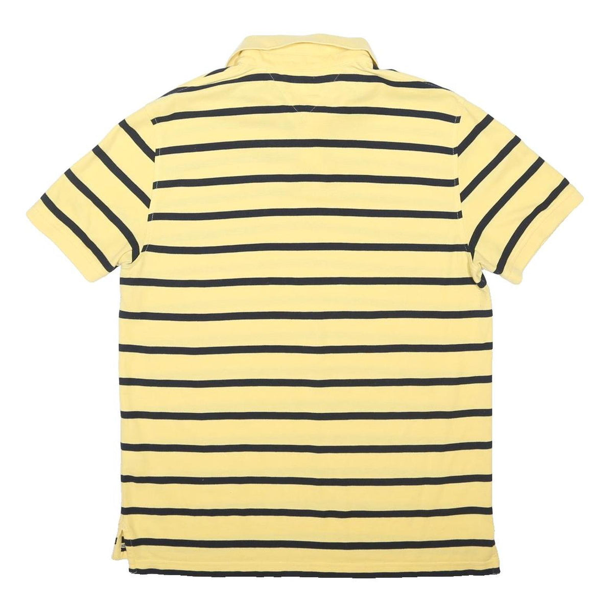 TOMMY HILFIGER Mens Yellow & Black Striped Short Sleeve Polo Shirt L Cotton