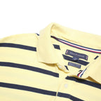 TOMMY HILFIGER Mens Yellow & Black Striped Short Sleeve Polo Shirt L Cotton